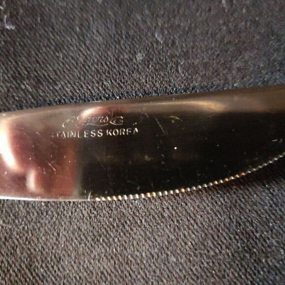 6 Rogers Landscape Dinner Knives Floral Stainless Flatware Korea - Picture 8 of 8